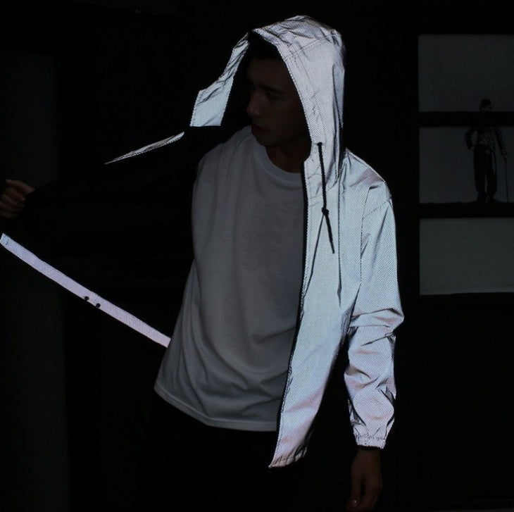 Reflexjacka Hip Hop Höstvindjacka Nattsportjacka Homme Reflekterande Meshjackor Fluorescerande kläder