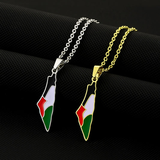Palestina-retro titan stål hänge halsband