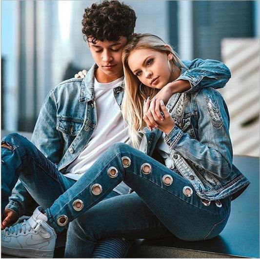 Modische enge Hoop-Jeans für Damen
