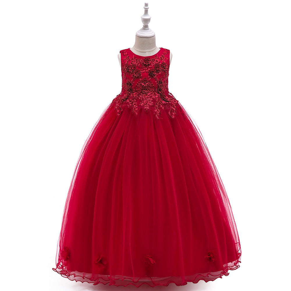 Blumenmädchenkleid, ärmellos, Prinzessinnenkleid