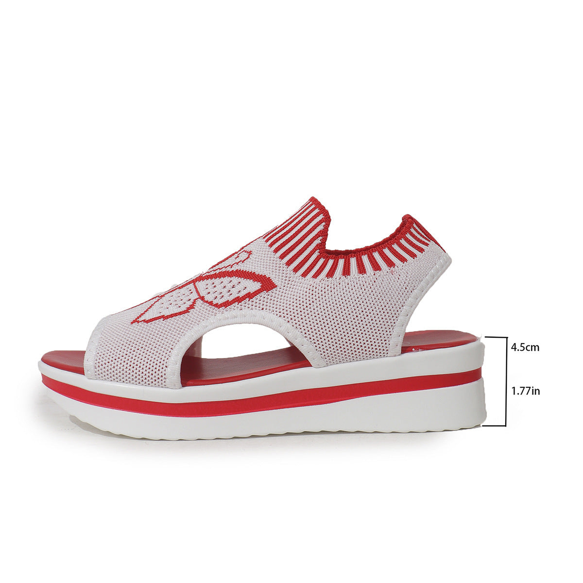 Sommer-Sportsandalen mit Schmetterlingsdruck, lässig, atmungsaktiv, fliegend, gewebt, flache Schuhe für Damen