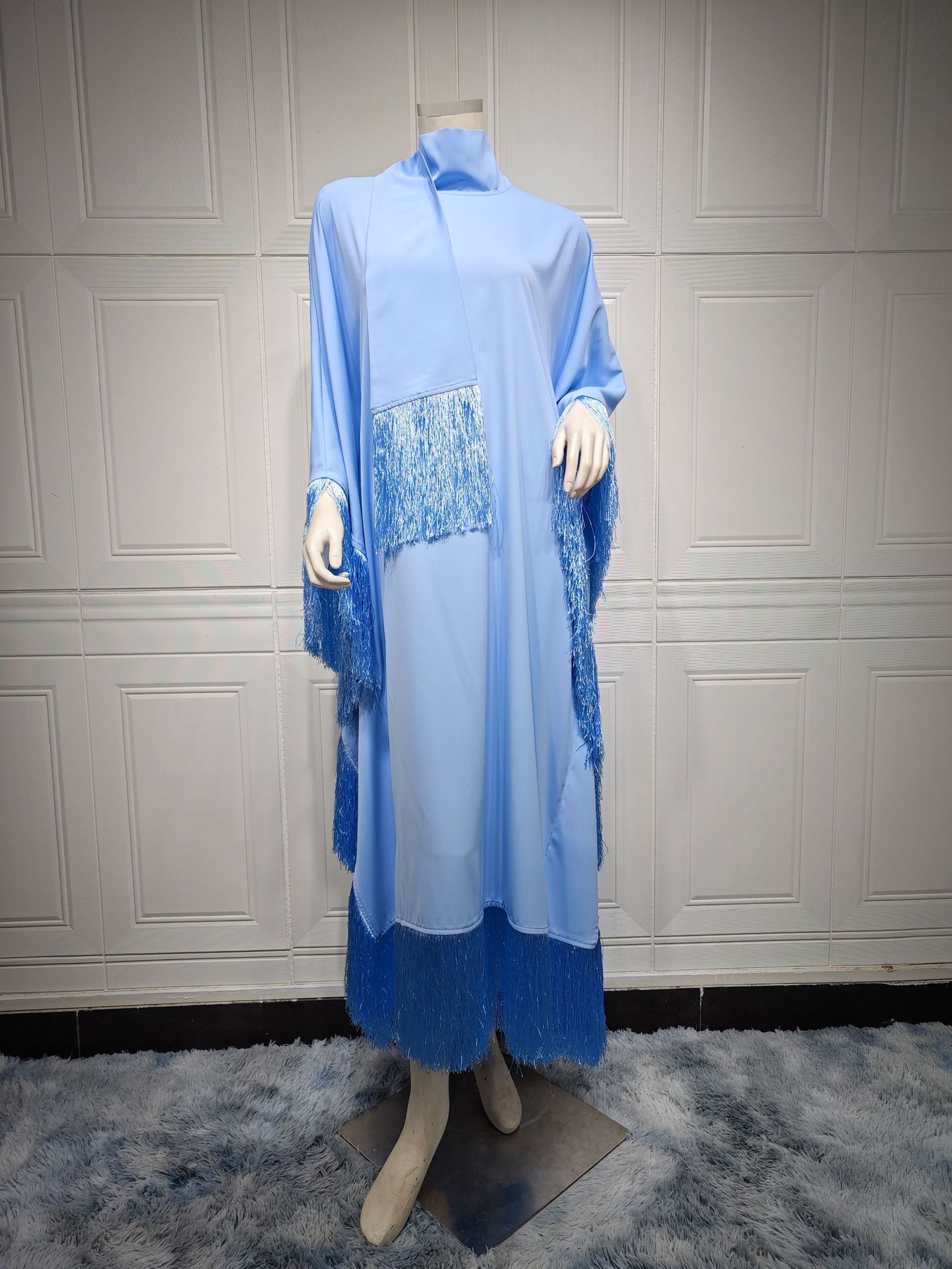 Muslimska kvinnor Batwing Sleeve Tofs Kaftan High Fashion Dress