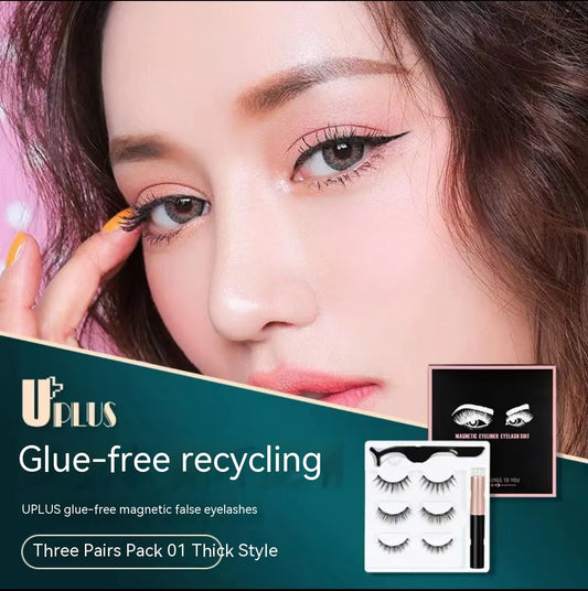 Flytande Eyeliner magnetiska lösögonfransar Set Fem par limfria magnetiska ögonfransar