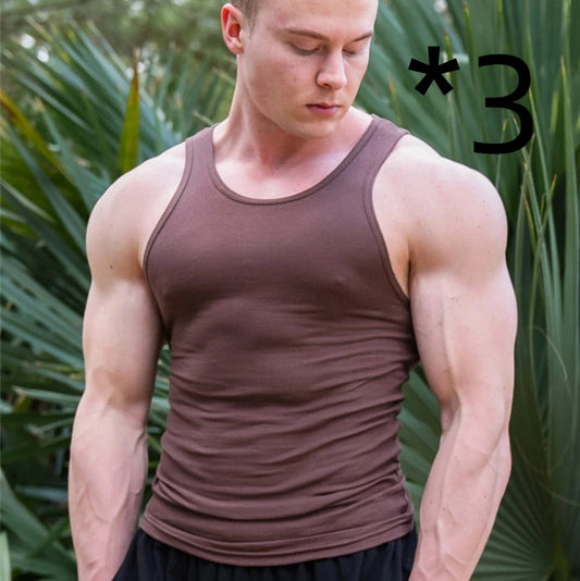 Men's Summer Knitted Ice Silk Rib Fitness Sports Casual Slim Vest