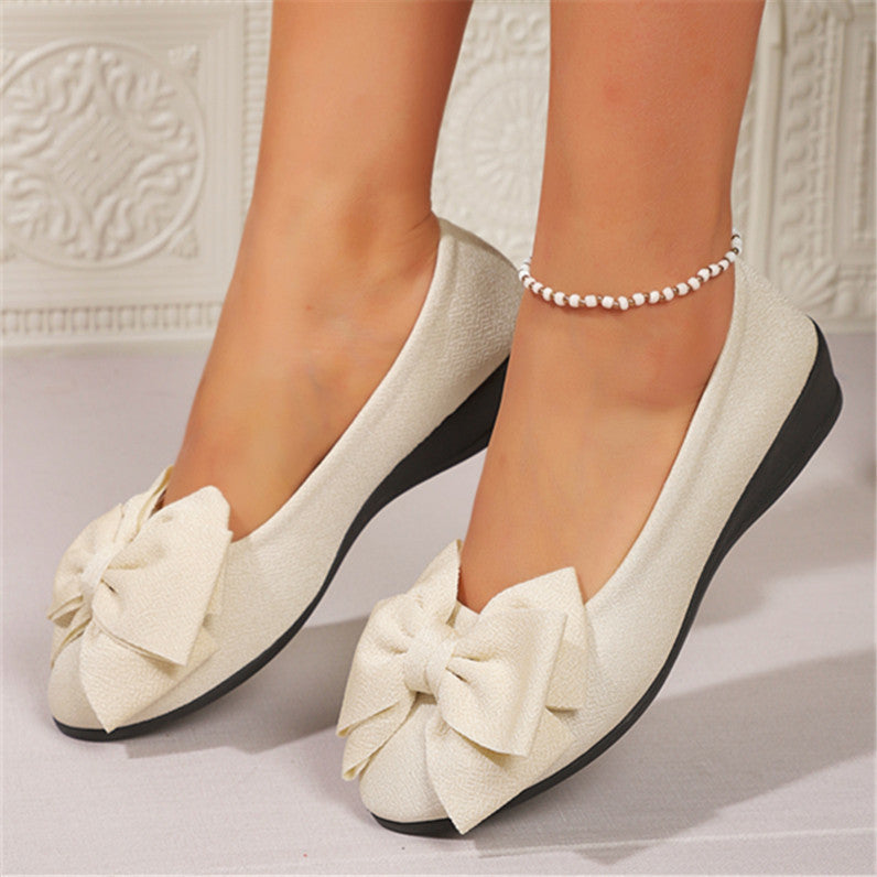Nya Bowknot Flats Skor Mode Casual Rund Toe Slip-on Skor Loafers för kvinnor