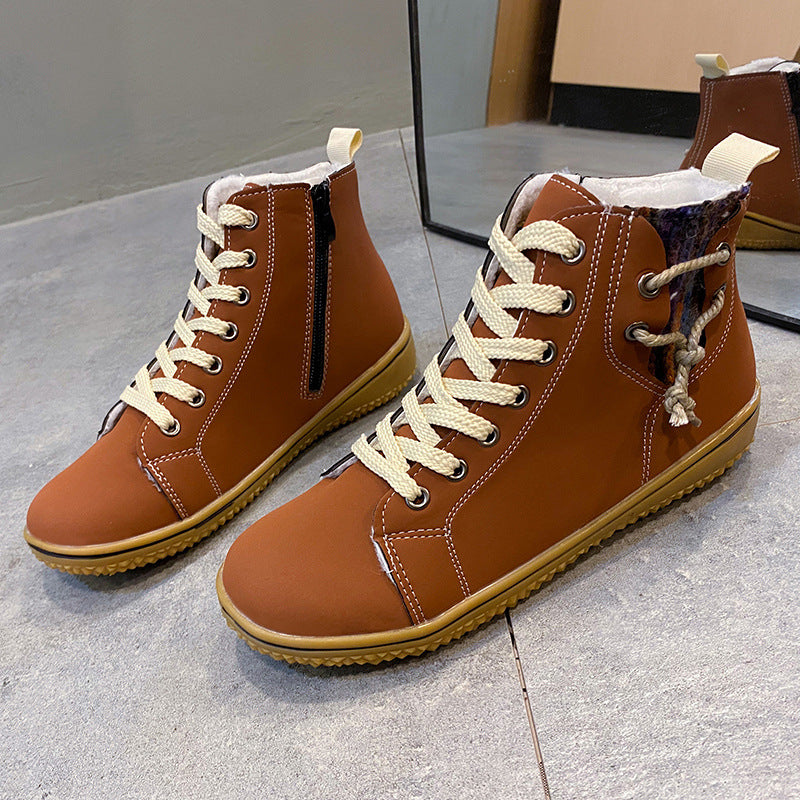 Bequeme Stiefeletten – Leichte Schuhe mit Reißverschluss und weicher Sohle und Kreuzriemen