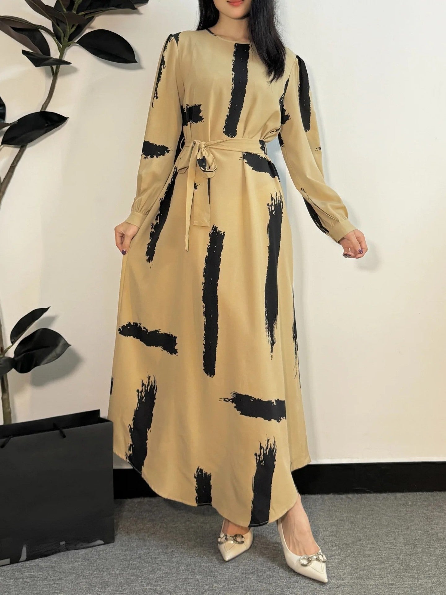 Muslimsk Klänning Mode Kvinnor O-ringad