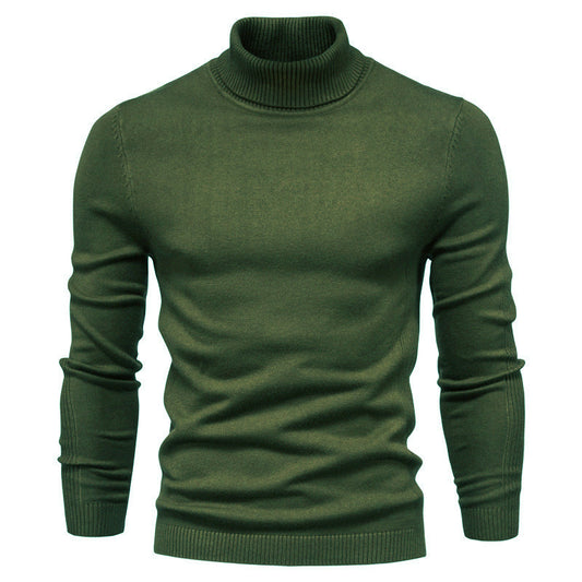Men's Solid Color Slim Pullover Turtleneck Sweater