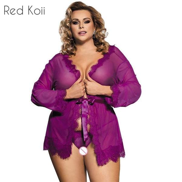 High-end Packaging Lace Trim Robe Lingerie