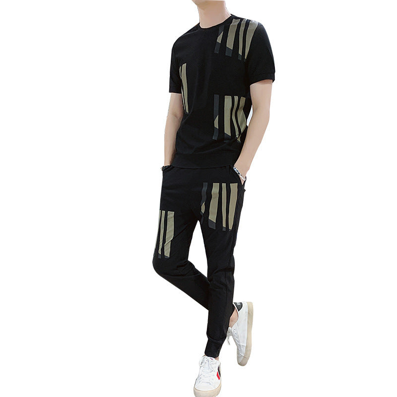 Slim Suit Men's Short-sleeved T-shirt Sports Trend Suit