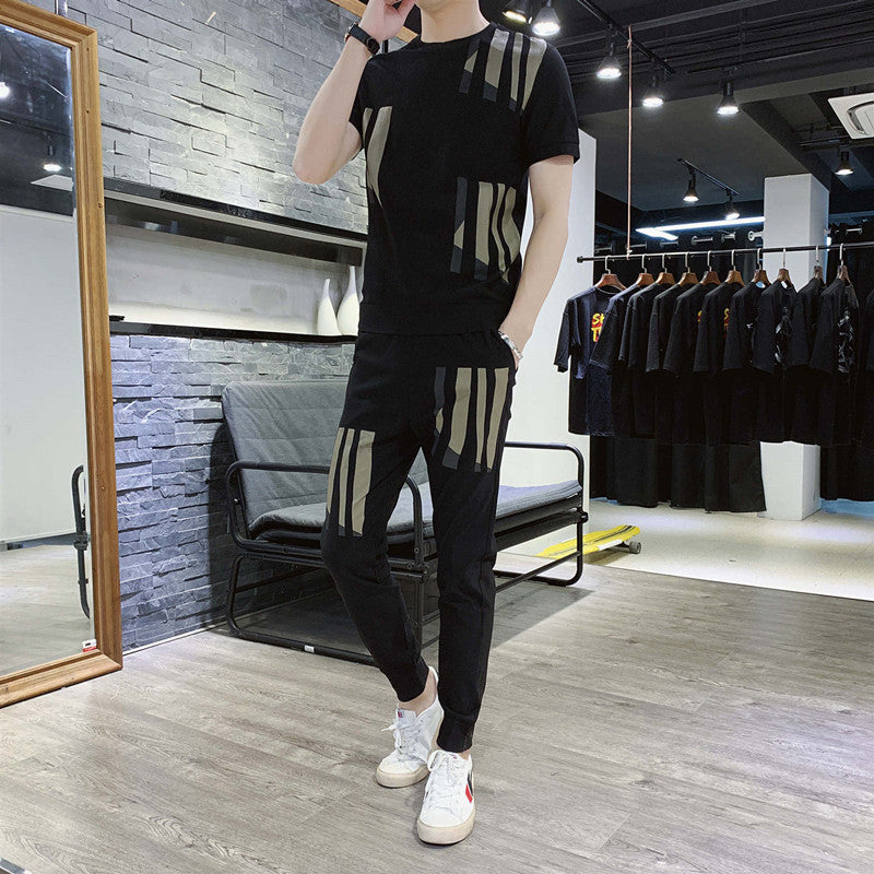 Slim Suit Men's Short-sleeved T-shirt Sports Trend Suit