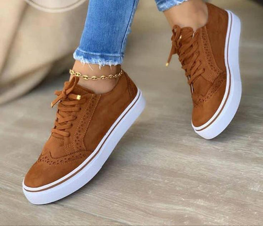 Large Size Women's Single Shoes Comfortable Casual Women's Shoes Round Toe Lace-up Single Shoes Women