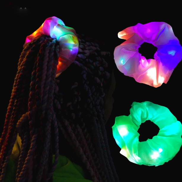 LED Luminous Scrunchies Hairband - Elastic Hair Bands  Hair Ties