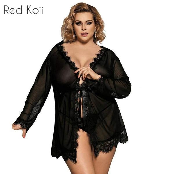 High-end Packaging Lace Trim Robe Lingerie