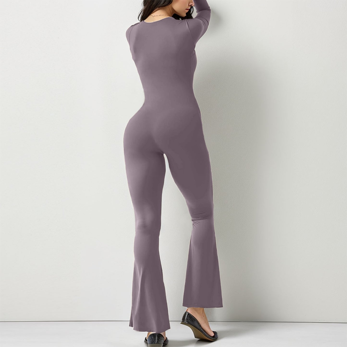 Women Long Sleeve Belly Waist Shaping Jumpsuit