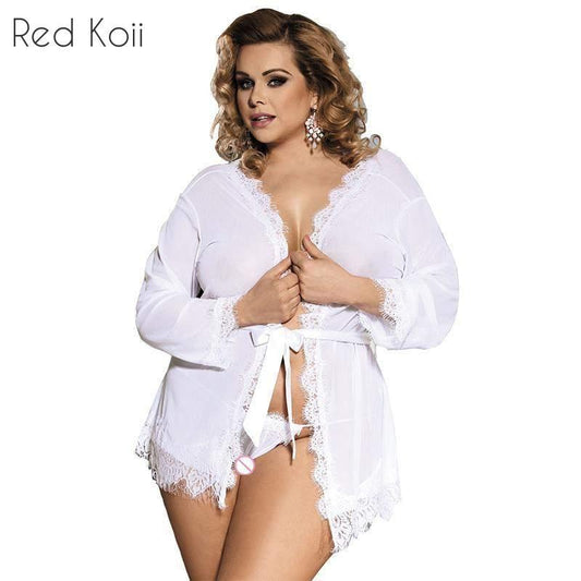 High-end Packaging Lace Trim Robe Lingerie