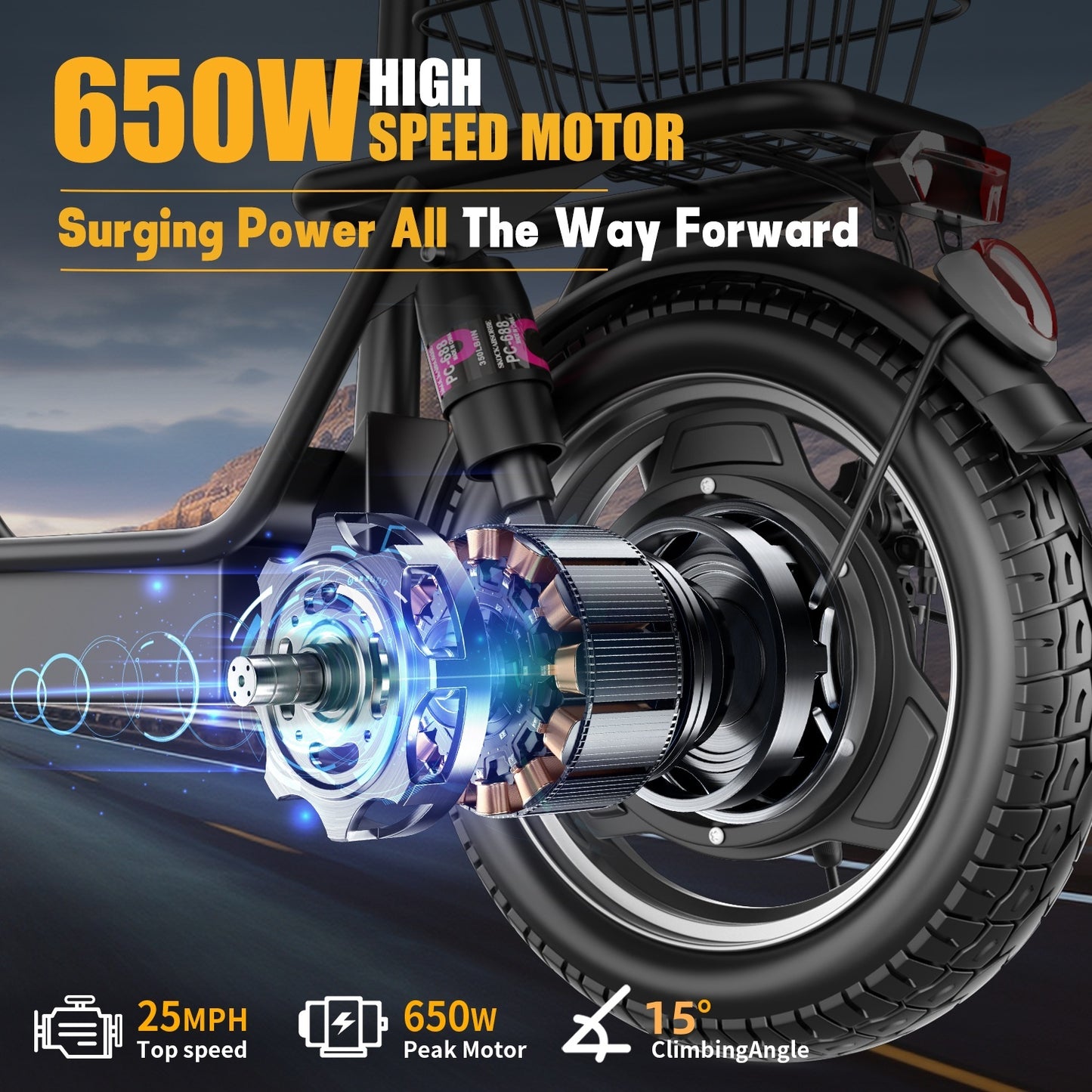ASKGO Elektroroller, 500-W-Motor, 14-Zoll-Reifen, 22 Meilen pro Stunde, 30 Meilen Reichweite, 48 V, 10,4 Ah, faltbarer Elektroroller zum Pendeln mit Sitz, E-Scooter für Erwachsene, Tragkraft 265 lbs