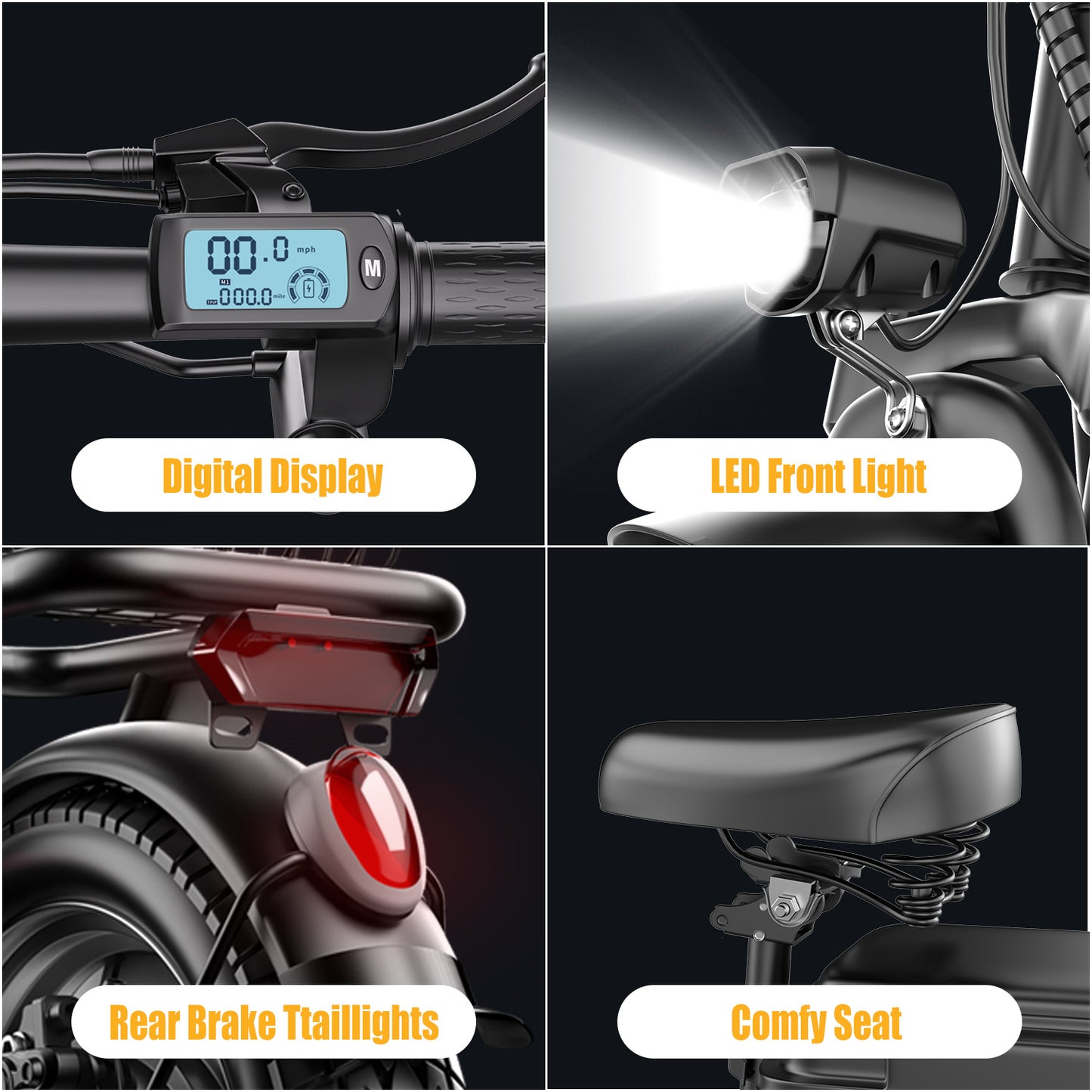 ASKGO Elektroroller, 500-W-Motor, 14-Zoll-Reifen, 22 Meilen pro Stunde, 30 Meilen Reichweite, 48 V, 10,4 Ah, faltbarer Elektroroller zum Pendeln mit Sitz, E-Scooter für Erwachsene, Tragkraft 265 lbs