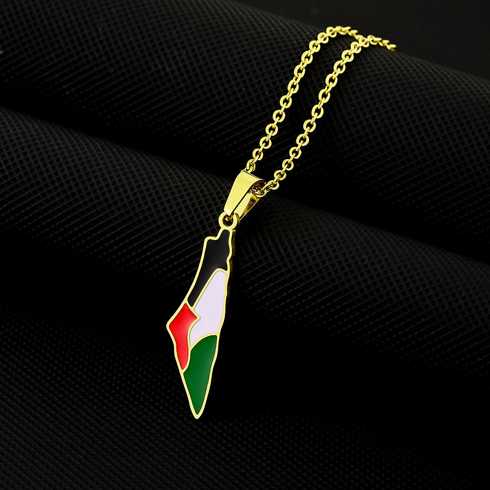 Palestine- Retro Titanium Steel Pendant Necklace