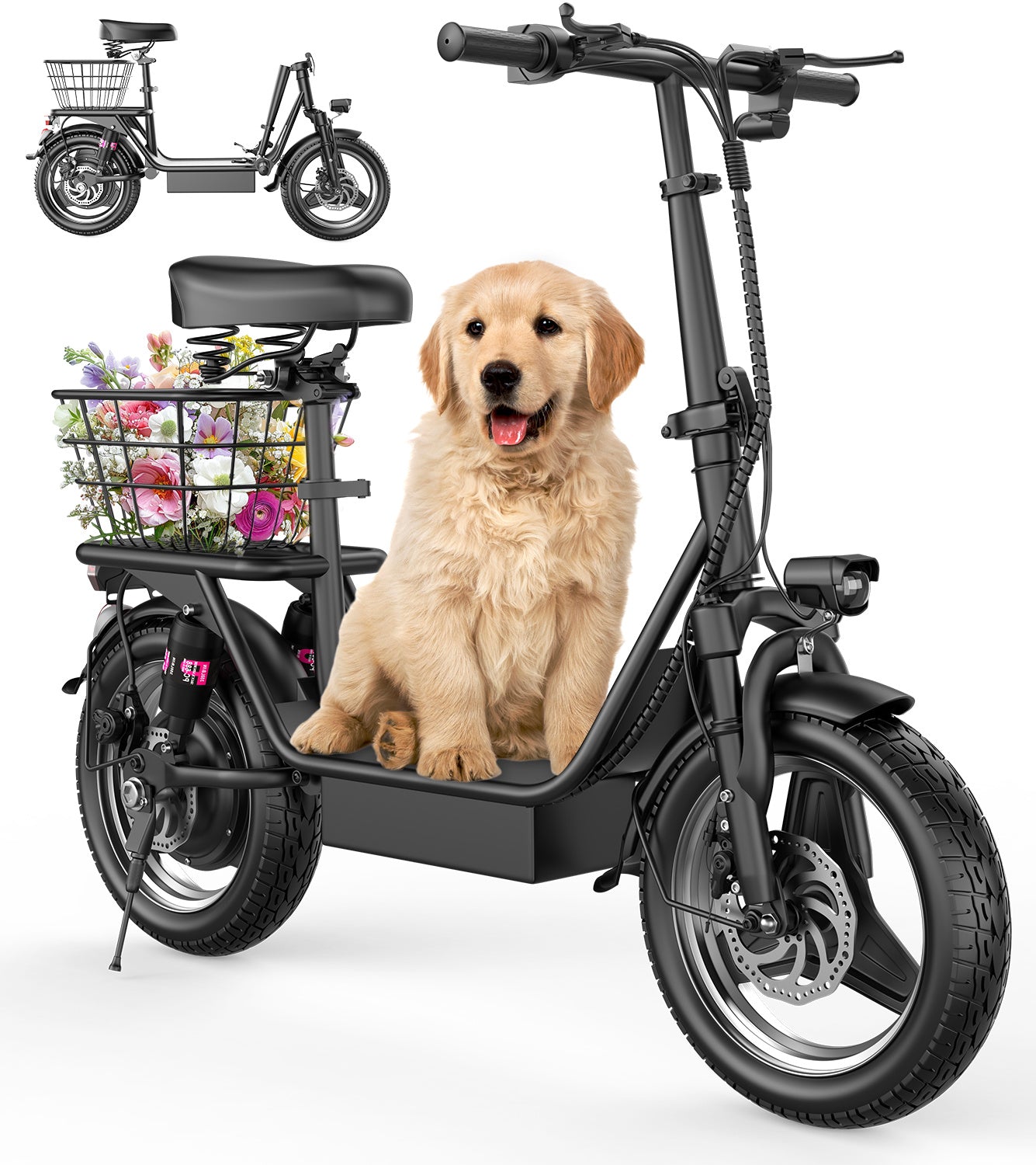 ASKGO Elektroroller, 500-W-Motor, 14-Zoll-Reifen, 22 Meilen pro Stunde, 30 Meilen Reichweite, 48 V, 10,4 Ah, faltbarer Elektroroller zum Pendeln mit Sitz, E-Scooter für Erwachsene, Tragkraft 265 lbs