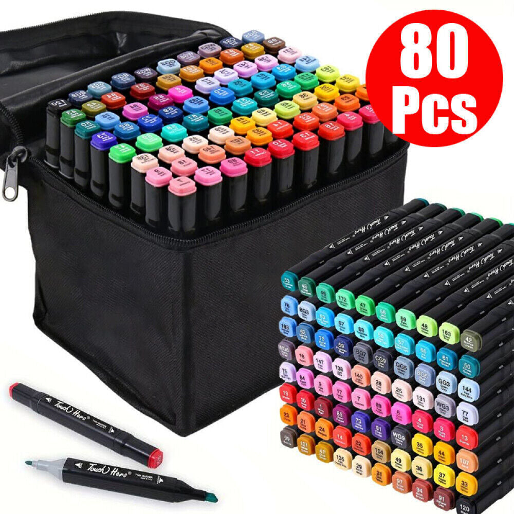 80 Farben Acrylstifte Marker Set Permanentstift DIY Graffiti Skizze Dual Pen