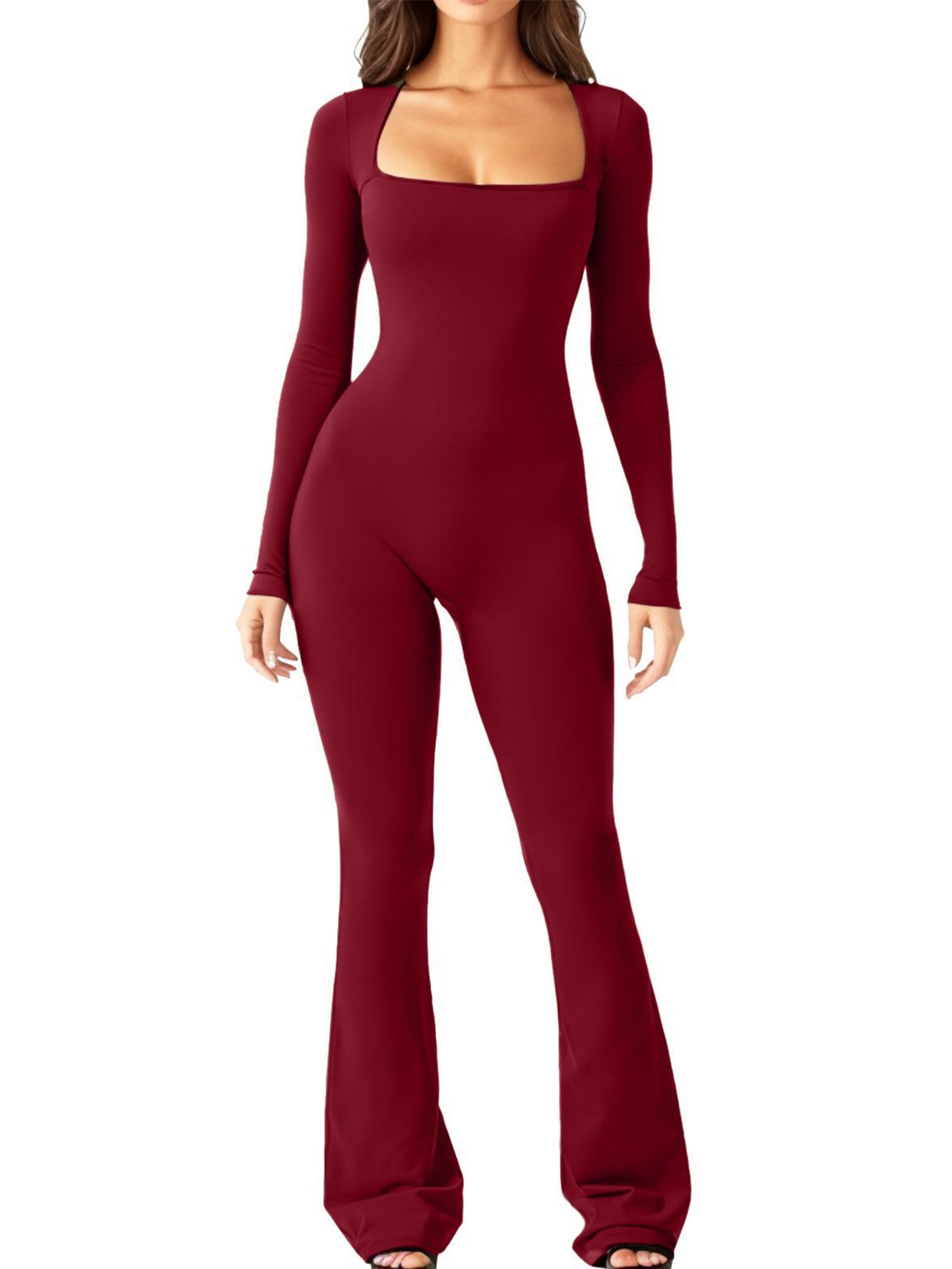 Women Long Sleeve Belly Waist Shaping Jumpsuit