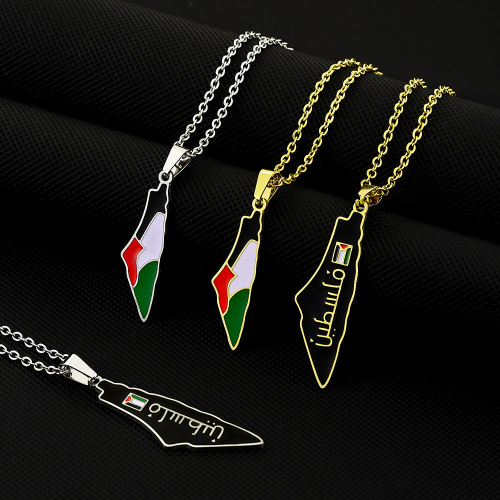 Palestine- Retro Titanium Steel Pendant Necklace