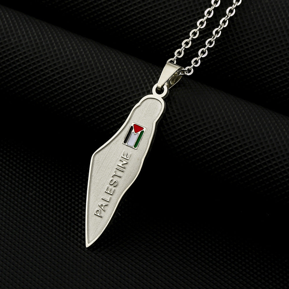 Stainless Steel  Palestine Map Necklace