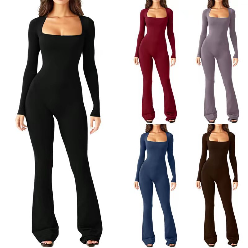 Women Long Sleeve Belly Waist Shaping Jumpsuit