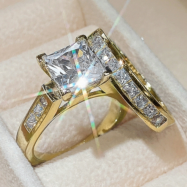 Fashion Wedding Ring Set For Women Dazzling Square