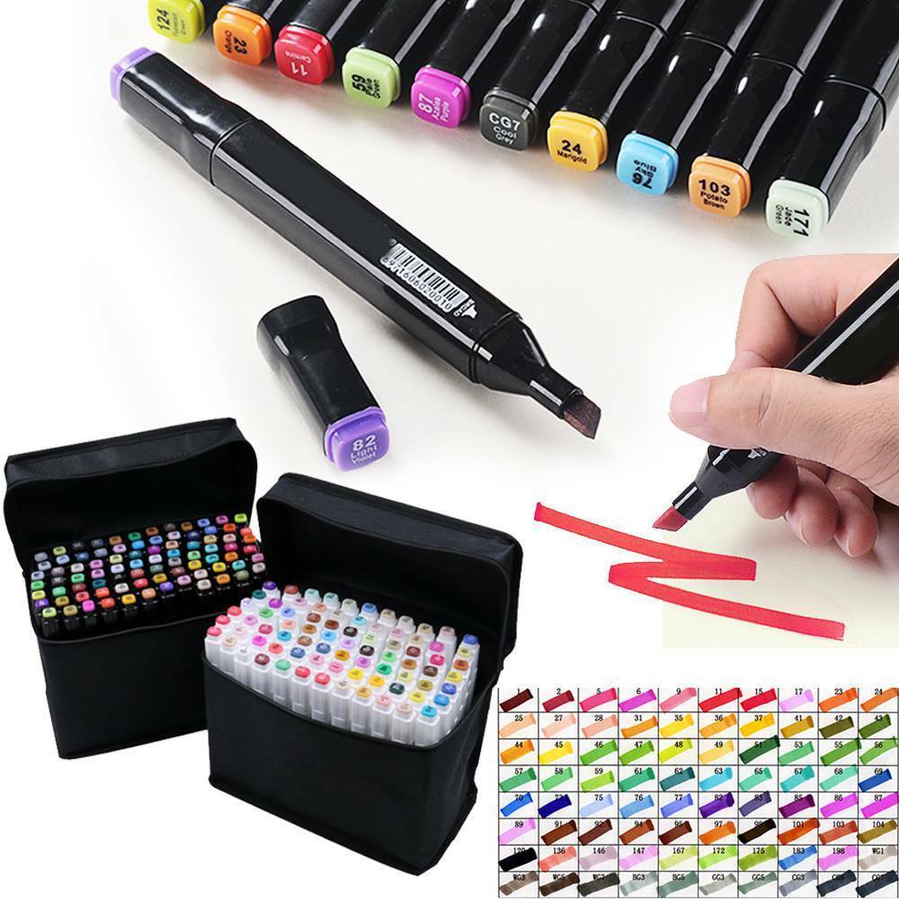 80 Farben Acrylstifte Marker Set Permanentstift DIY Graffiti Skizze Dual Pen