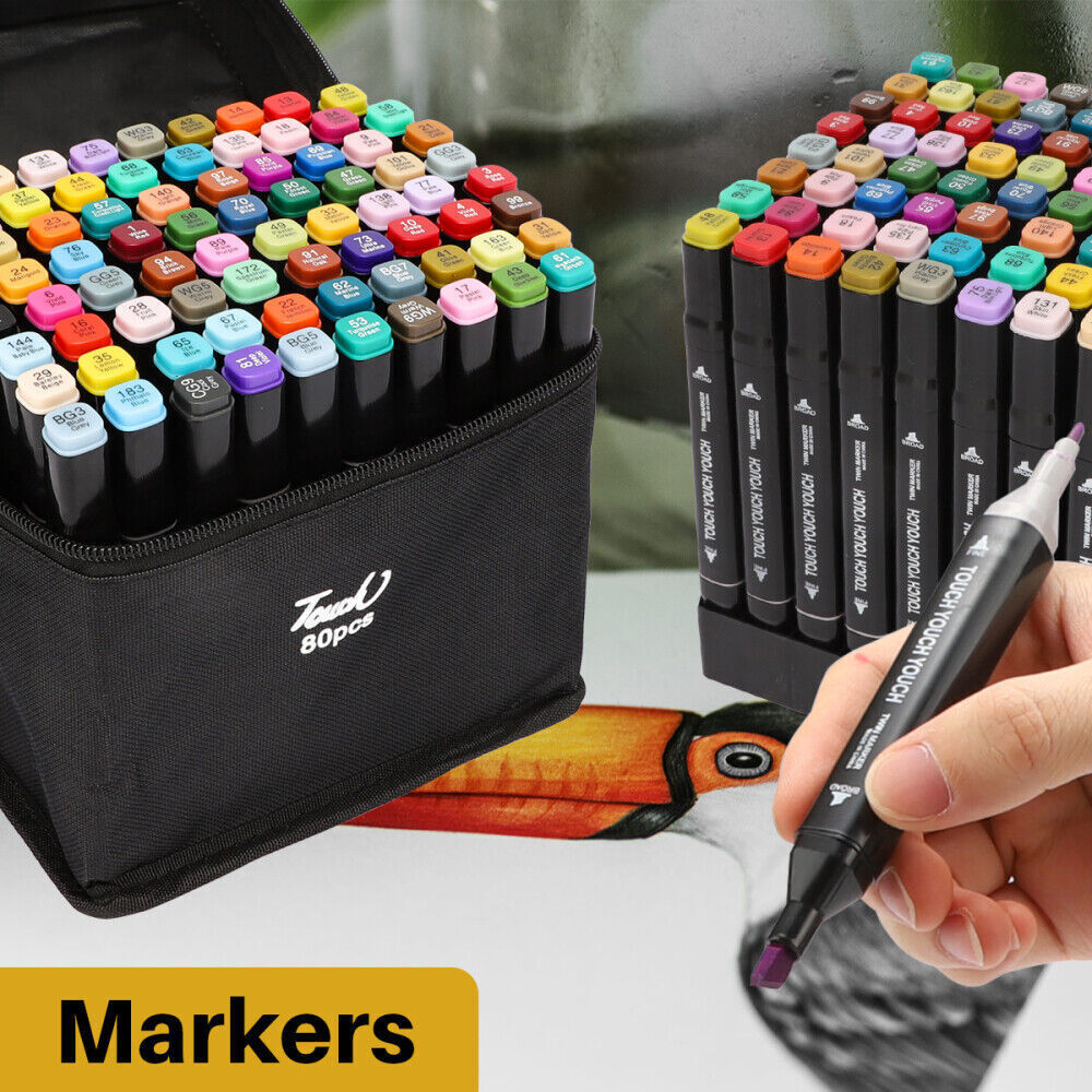 80 Farben Acrylstifte Marker Set Permanentstift DIY Graffiti Skizze Dual Pen
