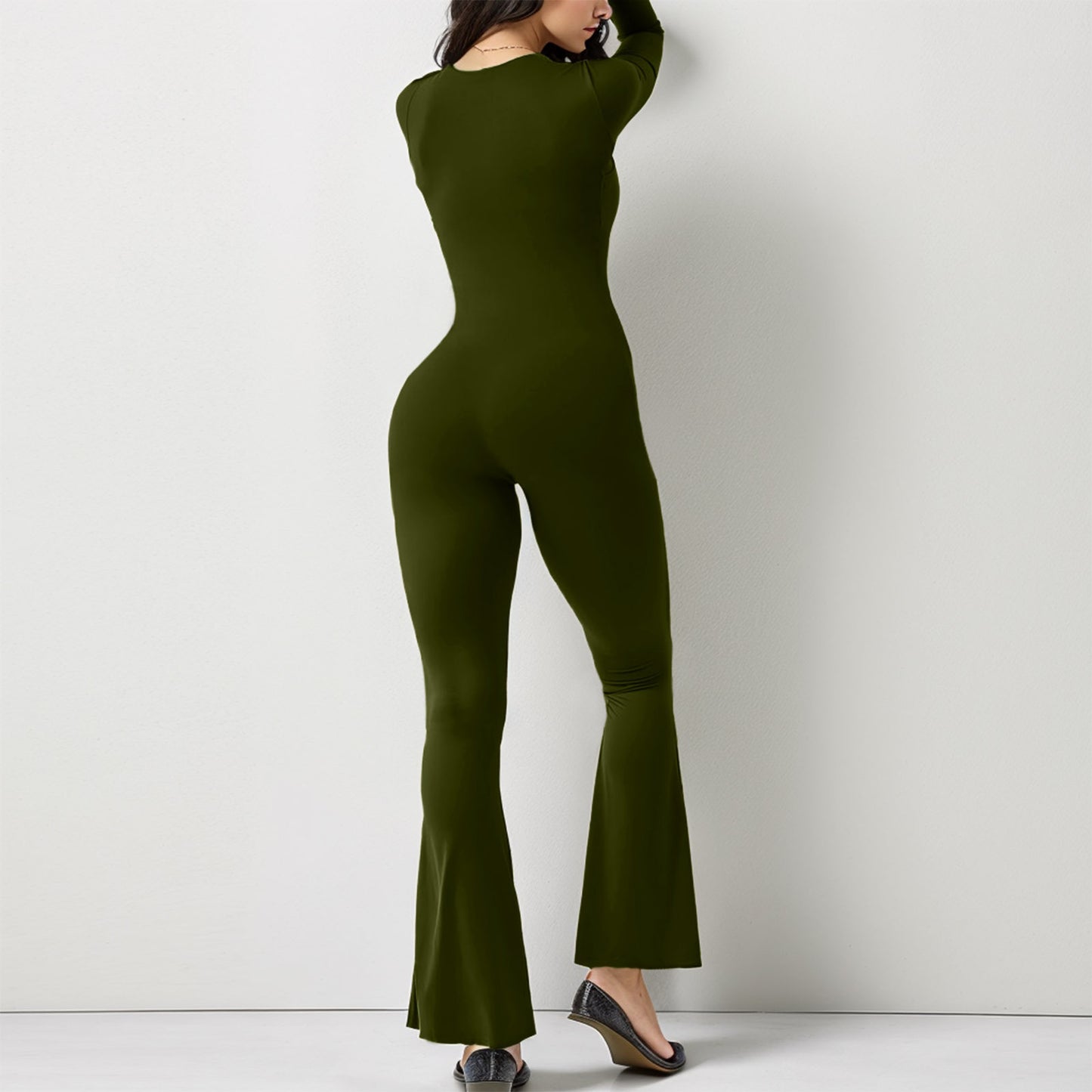 Women Long Sleeve Belly Waist Shaping Jumpsuit