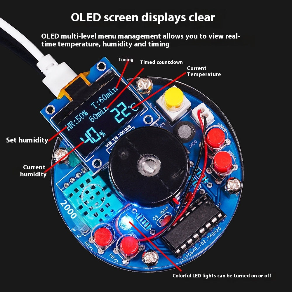 USB Humidifier Atomization Electronic DIY Kit OLED Display Temperature And Humidity Circuit Board Making Welding Practice
